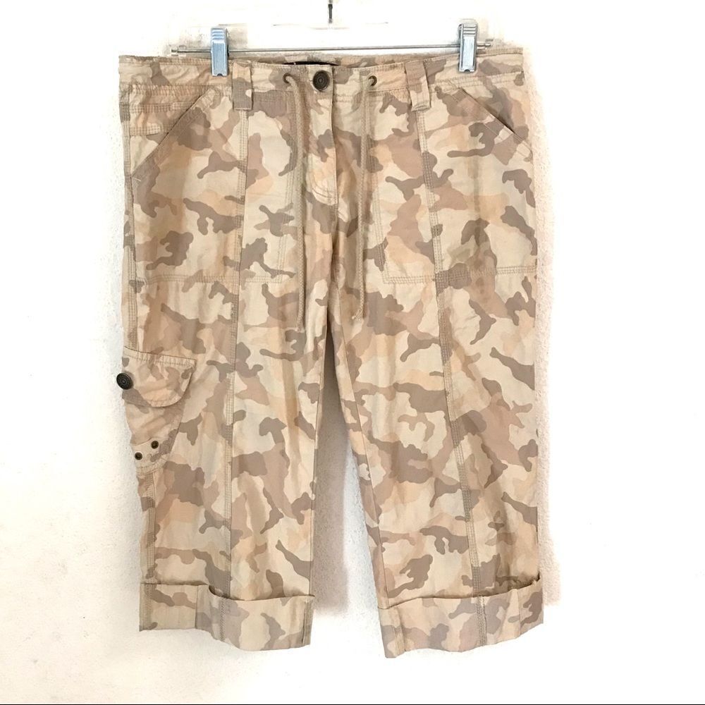 ‎Y2K Daisy Fuentes drawstring cropped camo print cargo pants 6